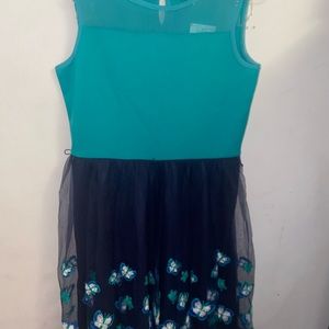 Girls Teal and lace bottom dress